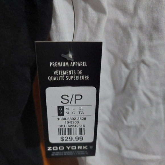Zoo york long sleeve hooded shirt size  s/p  color black/white - Picture 4 of 5